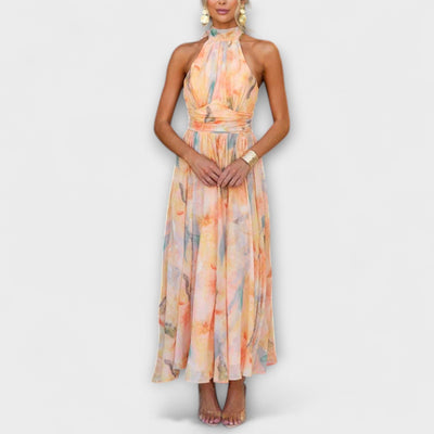 Abito Maxi Aquarell con Collo Halter