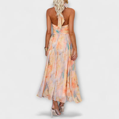 Abito Maxi Aquarell con Collo Halter