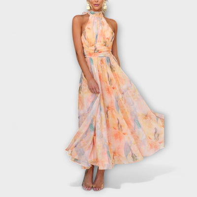 Abito Maxi Aquarell con Collo Halter