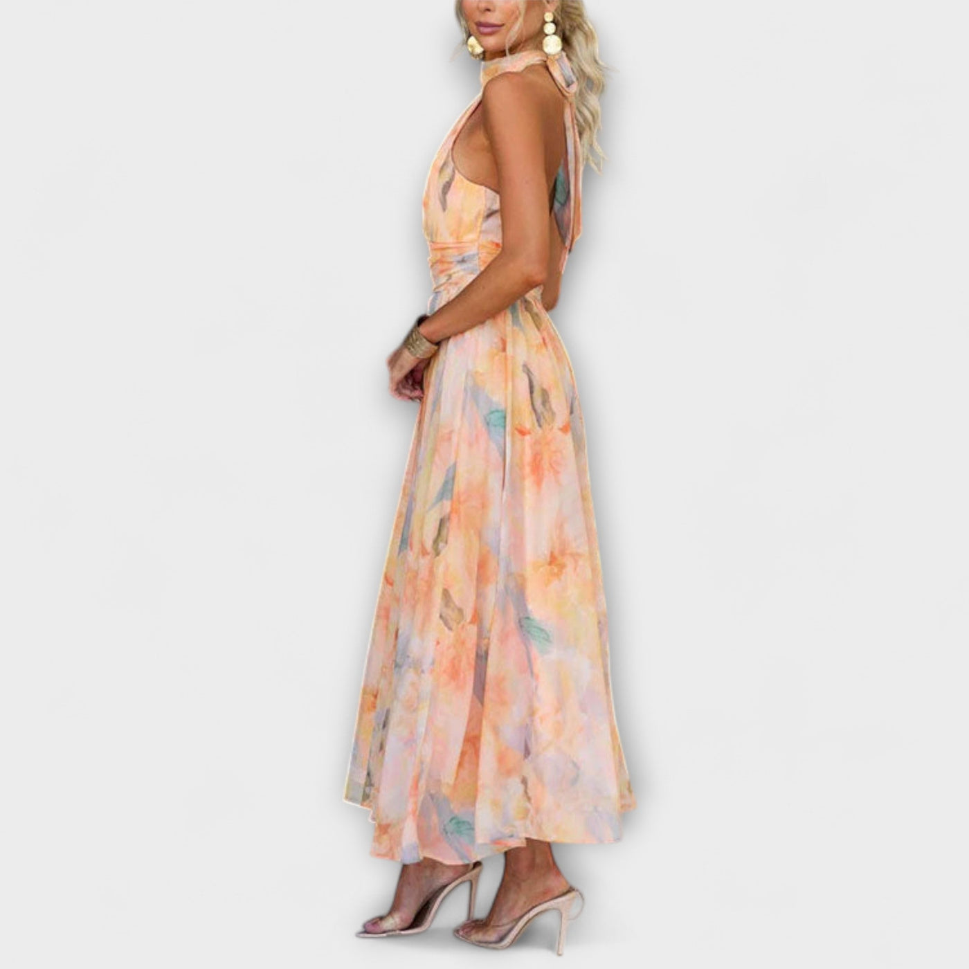 Abito Maxi Aquarell con Collo Halter