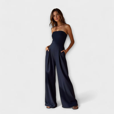Amélie - Elegante Jumpsuit Senza Spalline - Blu Scuro
