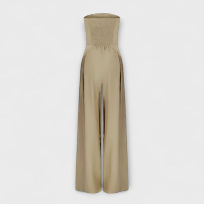 Amélie - Elegante Jumpsuit Senza Spalline - Beige