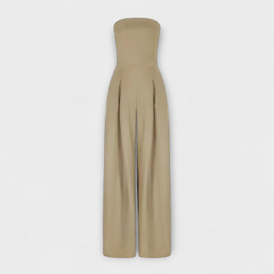Amélie - Elegante Jumpsuit Senza Spalline - Beige