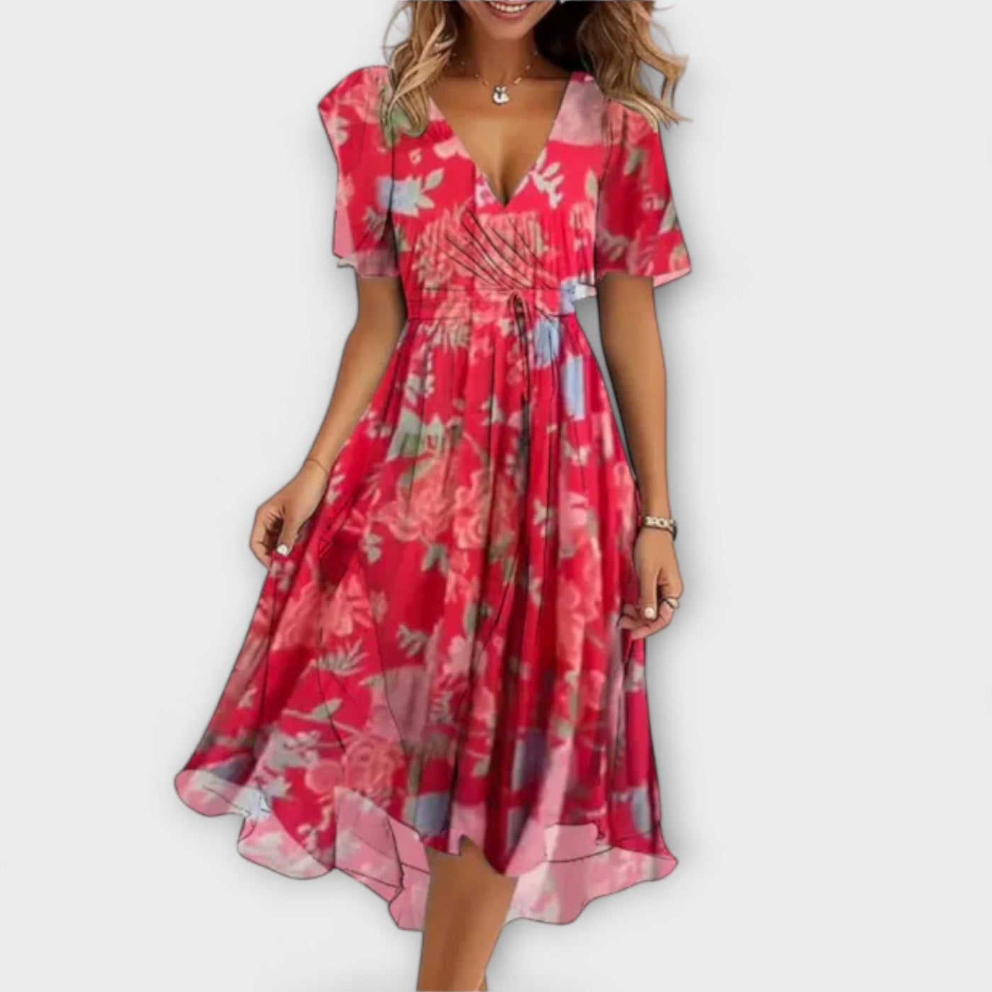 Annegret - Abito da donna con scollo a V - Rosa